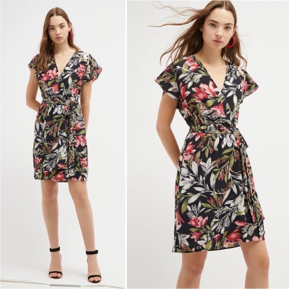 NWT French Connection Floreta Printed Wrap Dress Size 6